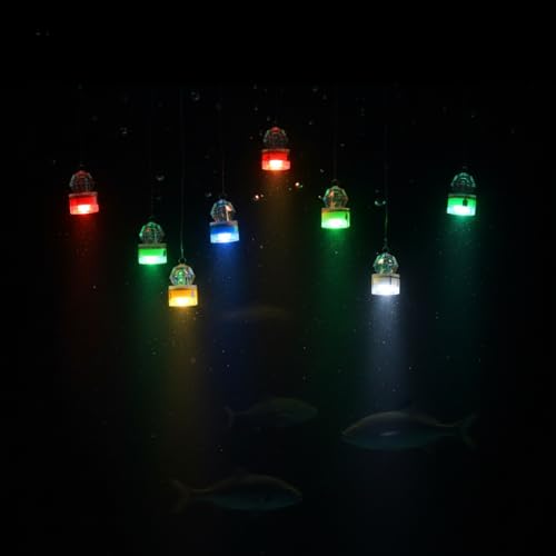 SUPVOX 10 Pièces Lumière Sous-Marine LED pour Pêche de Nuit, Lampe de Pêche Étanche Multicolore (Rouge, Bleu, Blanc, Vert, Arc-en-ciel)