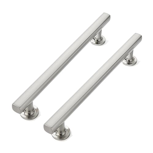 CABDM 5 inch (128mm) 2 Pack Brushed Satin Nickel Cabinet pulls Solid Heavy-Duty Handles Hardware for Kitchen Badroom Drawer Square Pulls Cupboard Cabinets