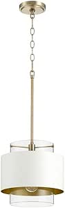 Quorum 8012-0880 Contemporary Modern One Light Pendant in Brass - Antique Finish,