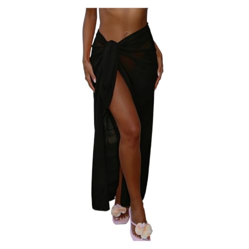 Bikini femmes couverture tunique à fermeture cravate solide et jupe longue enveloppante
