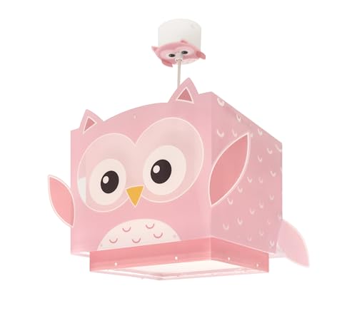 Dalber Lustre Chambre Lampe Suspension Enfant Little Pink Owl Hibou Rose