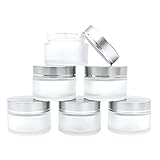 Combinación de valores: 6 blancos Mate Redondo cosmético Tanque de almacenamiento, tapa plateada, cada uno con una capacidad de 30 ml, suficiente para su uso diario