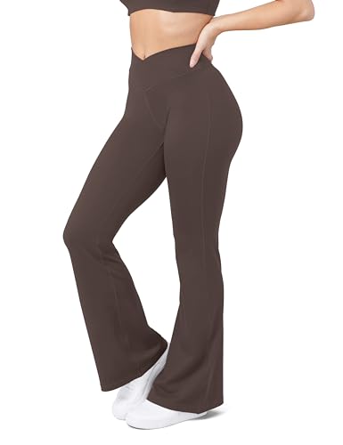 Image of HEGALY Women's Flare Yoga Pants - Crossover Flare Leggings Buttery Soft High Waisted Workout Casual Bootcut Pants