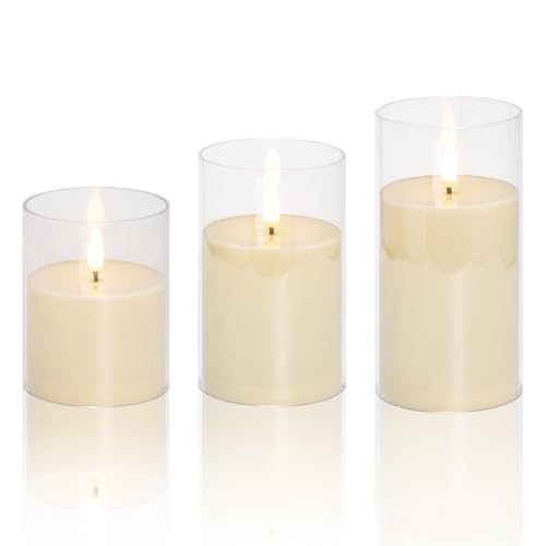 Image of Novelty Candle LED Flickering Flameless Candles,Battery Operated for Home Christmas Wedding Celebration Decor,Party /Wedding, Ivory, Pack of 3