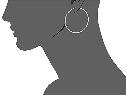 14k Gold Round Polished Hoop Earrings, (50mm) 2" Diameter2