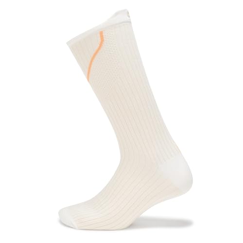 Lacoste Unisex Mid-Calf Cotton Socks, 35-38, White/Beige/Orange