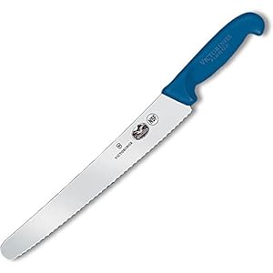 Victorinox VIC-40453 Fibrox Pro – HACCP Blue Chef’s – Serrated 10¼” Baker’s Blade 1¼” Width at Handle