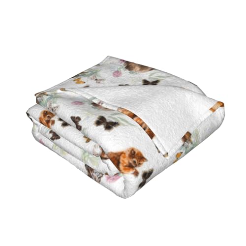 Couverture chaude en flanelle plaid chaton mignon couverture lit