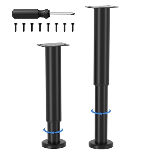 VETIN 2 Stück Möbelfüße Verstellbar, Möbelfüße Höhenverstellbar 25-43cm, Metall Schwarz Möbelbeine, Möbelfüsse für Schrank Fernsehschrank Bett Sofa Nachttisch Lehrstuhl Badezimmerschrank