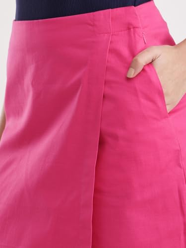 Image of FableStreet Women Skort Casual Wear | Overlapping Panel Design with Mid-Rise Fit & Open Pockets | Cotton Linen Woven Fabric for Everyday Comfort & Minimalist Style