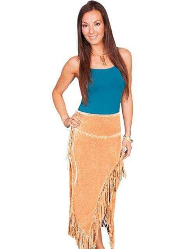 Scully Women's Suede Leather Fringe Skirt Tan X-