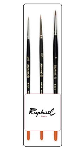 Raphael Series 8404 Brush, Pincel de Arena roja kolinsky, Juego de 3 Piezas, tamaño 5/0 . 2/0. 0. (Raphael France) Espace Beaux Arts