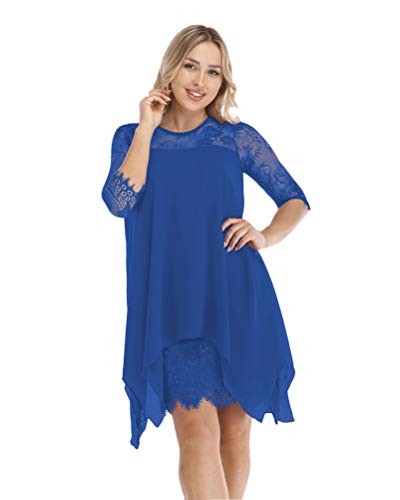 Minetom-Damen-Spitzenkleid-34-Aermel-Cocktailkleid-Festliche-Brautjungfernkleider-Fuer-Hochzeit-Knielang-Abendkleider