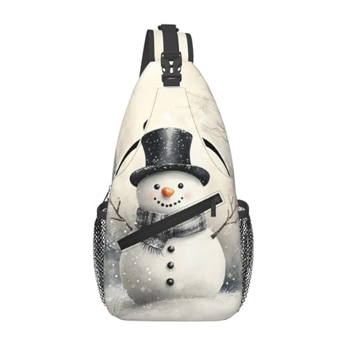 Christmas Snowman Crossbody Sling Bag For Women Men Adjustable Christmas New Year Chest Bag Shoulder Bag Sling Backpack Daypack For Sport Travel Hiking