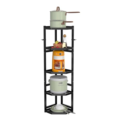 Supfirm 5-Tier Multifunctional Adjustable Pan & Pot Rack for Kitchen, Pan Organizer, Pot Lid Organizer (Big Corner 5-tier)