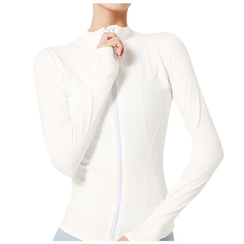 Chaqueta deportiva para mujer corte ajustado elástico cremallera frontal completa y bolsillos