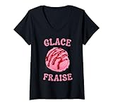 Damen Glace à la Fraise | Dessert Cuisine Chef Humour Pâtisserie T-Shirt mit V-Ausschnitt