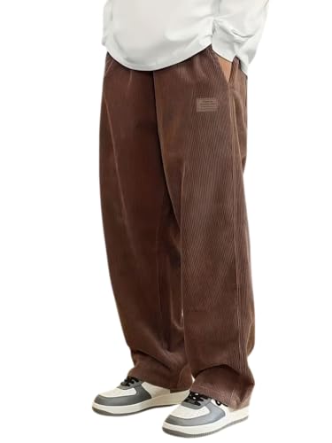 Image of Samfor Men's Comfortable Baggy Corduroy Pants | Relaxed Fit Stretch Waist Trousers for Everyday Wear | Casual Trouser for Man