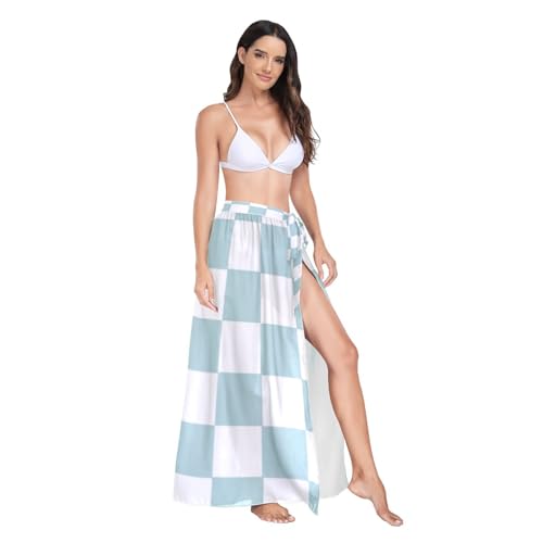 Paréo réglable vert et blanc | Vêtement de plage femme chic
