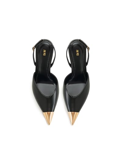 JW PEI Women\'s Savannah Gold Tipped Slingback Pumps - Black