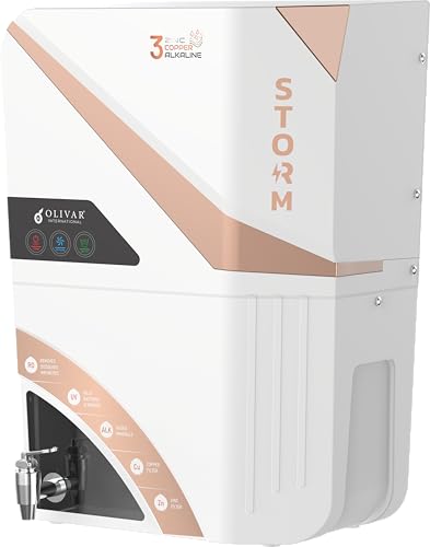 Image of OLIVAR RO Water Filter with 3-in-1 Technology, Copper, Zinc & Alkaline Purification, Advanced Drinking Water Purifier for Home & Office (14 Liter Large Storage Tank)