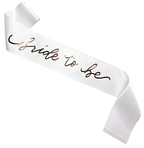 Bridal Shower Sash, Bride to Be Sash for Bridal Shower, Bachlorette Party, Wedding Party, White, Adjustable Size (Rose Gold)3