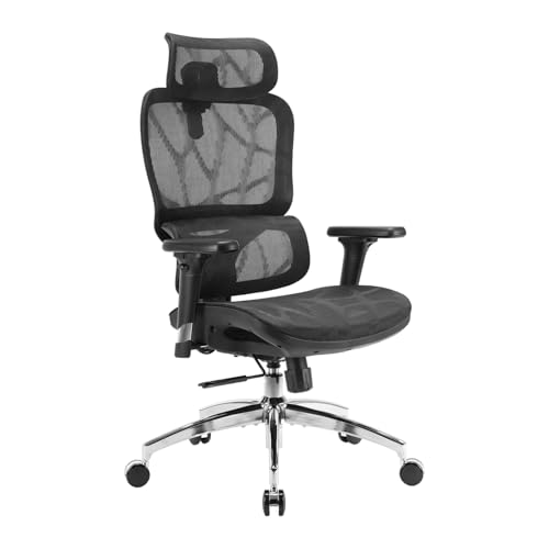 SIHOO M56B Silla de Escritorio Ergonómica de Oficina con Respaldo Alto, Soporte Lumbar 3D, Reposacabezas Ajustable y Malla Transpirable para Oficina en Casa - Negro