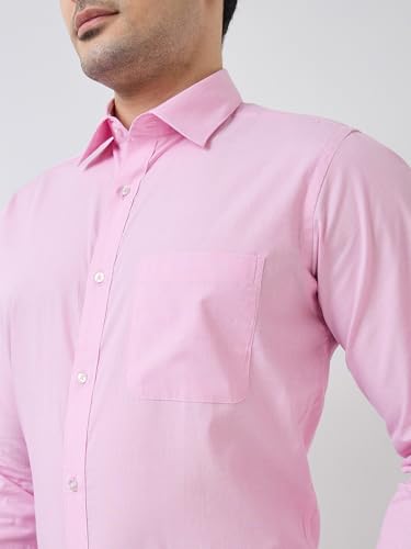 Image of Raymond Men Slim Fit Fil-A-Fil Pattern Pure Cotton Semi Cutaway Collar Full Sleeve Formal Shirt