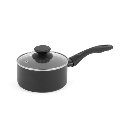 Progress Marble Ceramic 20 cm Saucepan with Lid – Non-Stick Cooking Pot with Metallic Marble Ceramic Coating, 2.5L Capacity, Induction Hob Suitable, Pressed Aluminium Cookware, PFAS-Free