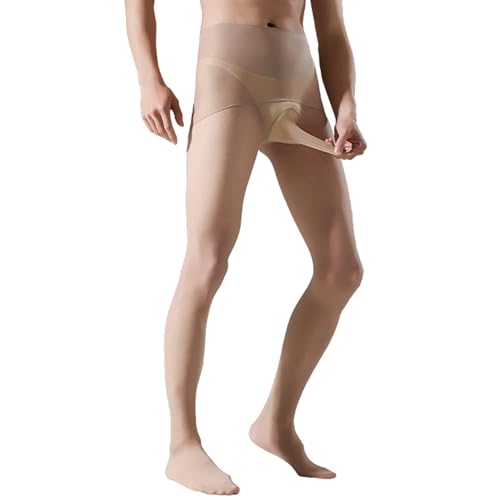 BEFASY Men's Sexy High Waisted Seamless Pantyhose Shiny Glossy Stockings Nylon Sheer Tights with Sheath