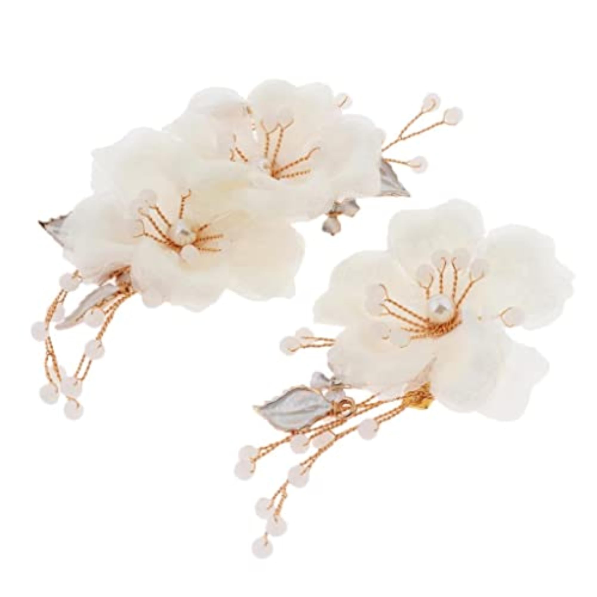 2PCS Bridal Hair Side Clip Flower Barrettes, Elegant Accessories