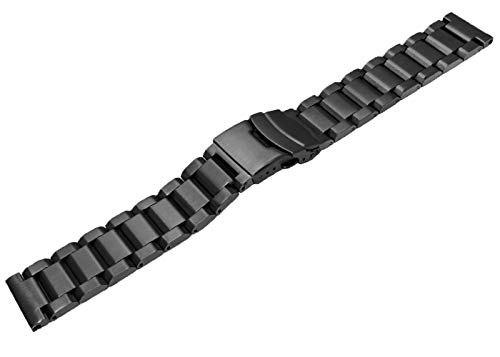 Sinaike SINAIKE-STEEL-17-20-BK 20Mm Black Matte Wristband Solid Stainless Steel Watch Band thumb #2
