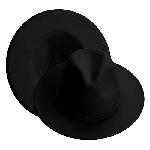 Image of KUJUHA Women Men Wide Brim Fedora Hat
