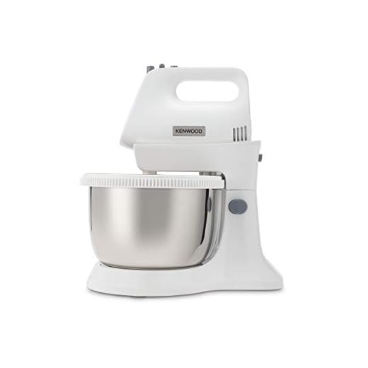 Kenwood Chefette Metal HMP34.A0WH - Batidora/Amasadora de Varillas con Bol Rotativo de Metal, 450W, 5 velocidades + Turbo, Varillas Batidoras y Ganchos para Amasar, Blanco