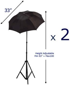 Photo Studio Lighting Light kit & Stand / (3) 10' x 10' Muslin Green, White, Black / (2) Black-Silver Umbrella Reflector 33 - K3
