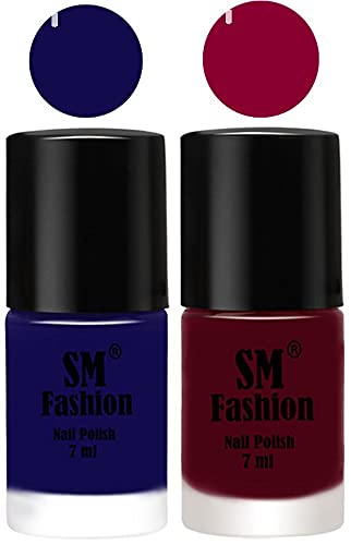 Image of Long Lasting Nail Polish | Nail Paint Combo 7 ml Each) - Set of 2 Dark Blue-Boysenberry