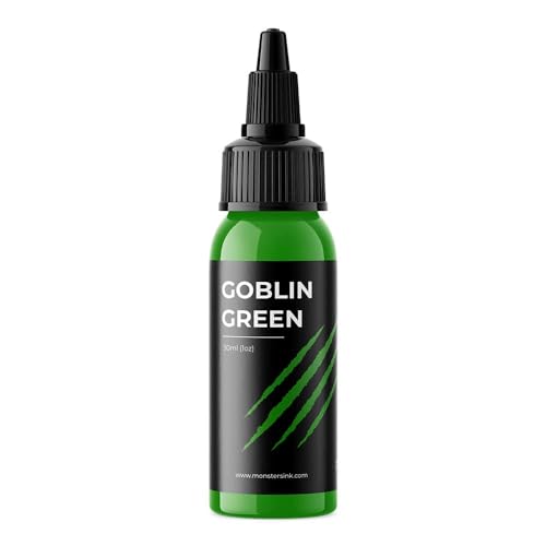 Monsters Ink Tattoo Goblin Green Tattoo Ink, Bright Lime Green Tattoo Ink (Goblin Green, 1oz)