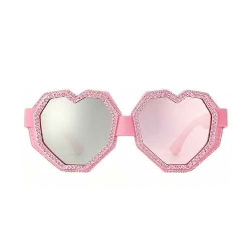 Image of laureles Fashion Rhinestone Heart Shaped Goggle Y2K Sunglasses Women One Piece Oversized Love Sun Glasses Men