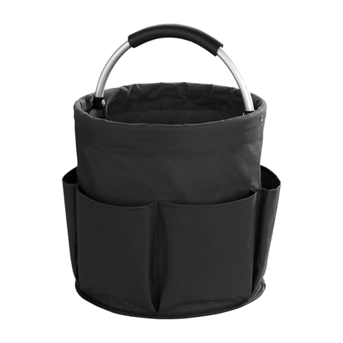 Tool Bag,Collapsible Garden Small Tools Bag,Portable Multi Cleaning Organiser Caddy,Bucket Tool Bag with Handle (black)