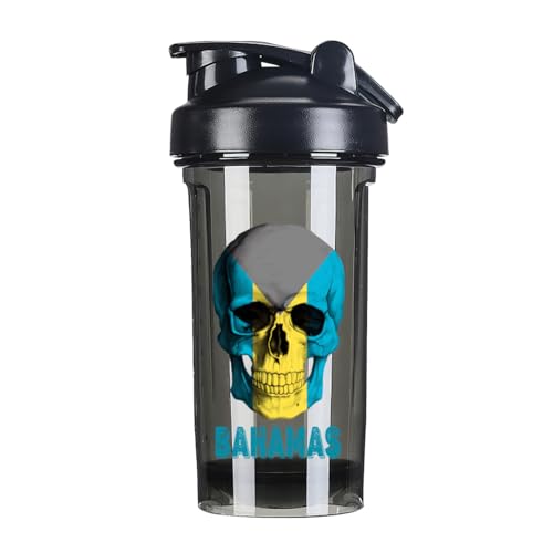 Skull Bahamas Flag 18 Ounce Shaker Cup,Fashion Theme Pattern Shaker Bottle Leak-proof Workout Shake Bottles 500ML/18 oz Perfect for Pre Workout-3-1