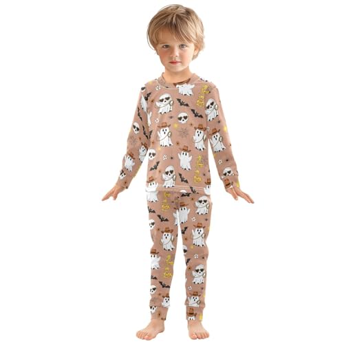 Pajama Sets Long Sleeve Cute Halloween Pattern with Ghost Soft Comfy Sleepwear 2 Piece PJS 3-8T2