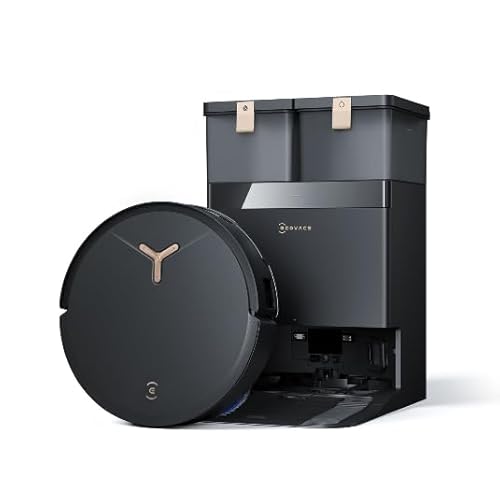 ECOVACS T50 Max Pro Omni Robot Vacuum Cleaner, 18500Pa Improved by T30S Pro, Extendable Side Brush and Mop, Automatic Addition Cleaning Solution, Hot Water Wash, Black