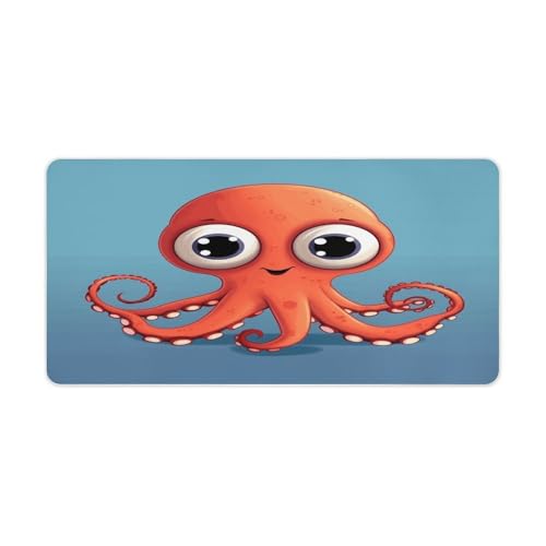 Alfombrilla de escritorio roja pulpo grande 30x60 cm