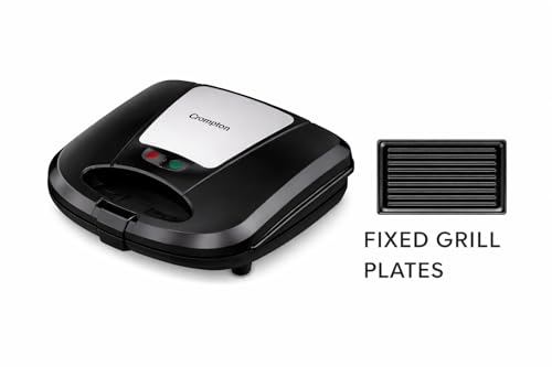 Image of Bingeserve 800 Watts Grill Sandwich Maker | Fixed Grill Plates | Cool Touch Body | Non-Stick Food Grade Coating | Dual LED Indicator | 2 Years Warranty (Black) (BINGESERVE GRILL)