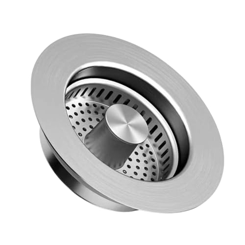 Spülbecken Stöpsel und Abflusssieb Küchenspüle, 3-in-1 Pop-Up Edelstahl Abflusssieb Waschbecken mit Anti-Verstopfungs-Korb, Universeller Sieb für Spülbecken -Tiefe der Spüle >37mm