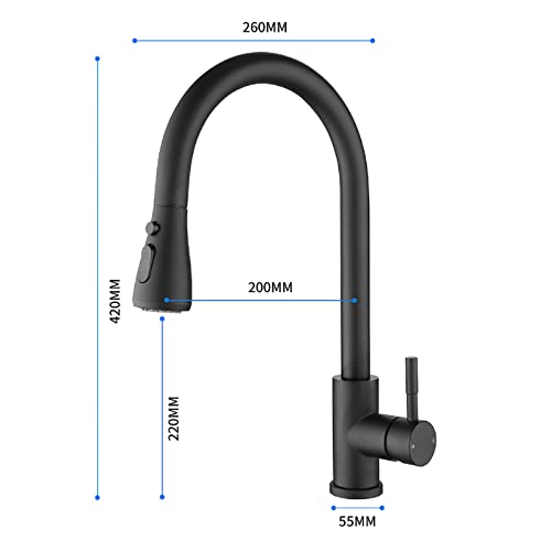 Robinet d'évier de cuisine extractible multitâche monocommande inox - 8