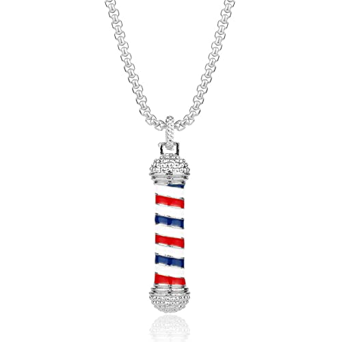 Collier Pendentif Lumineux Barber Shop Strass, Idée Cadeau Originale Chaîne Rolo