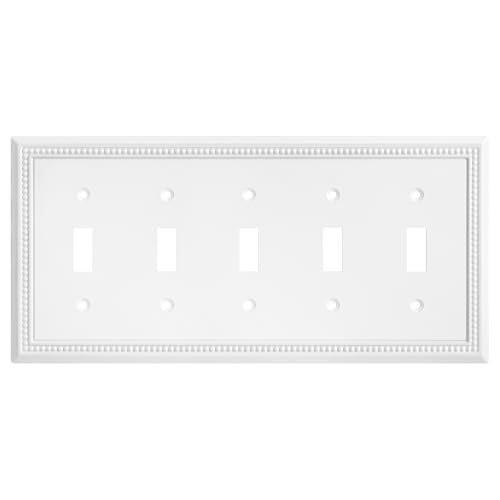 Image of Henne Bery Sunken Pearls Heavy Duty Decorative Wall Plate Switch Plate Outlet Cover (5-Gang Toggle, White)