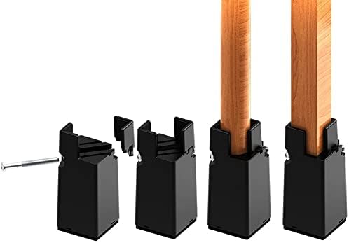 RCHYFEED Adjustable Bed Risers 10 cm with Screw Clamp, 4 inch Furniture Risers Heavy Duty 4 Pack Sofa Table Chair Risers for Square/Round Furniture Legs Diameter 0.8''1.6'', Supports 20,000 lb Black