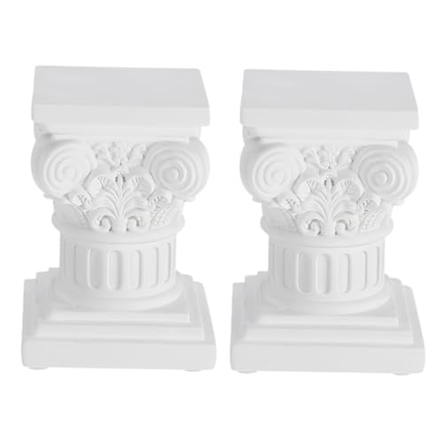 TOPPERFUN 2pcs Roman Column Candle Holders Elegant Greek Pillar Flower Stand for Wedding Table Centerpieces Classic White Columns with Intricate Detailing for Home Decor